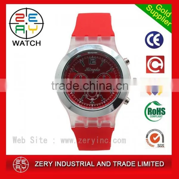 Custom Logo Printed Transparent Wrist Watch, Silicone Strap Transparent Wrist Watch R0663