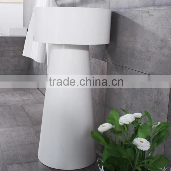 Acrylic Solid Surface Table Top Man-made Stone Pedestal Basin,,Artificial Stone Freestanding Washing Basin photo-4