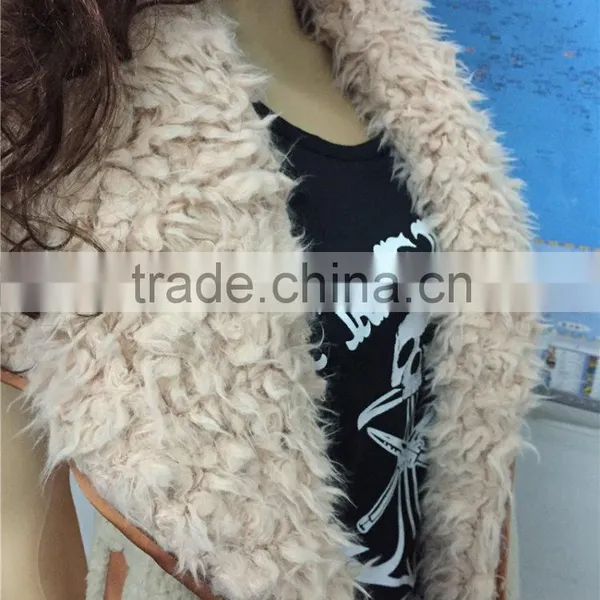 Ladies Fur Leather Trim Monogram Fur Vest photo-6