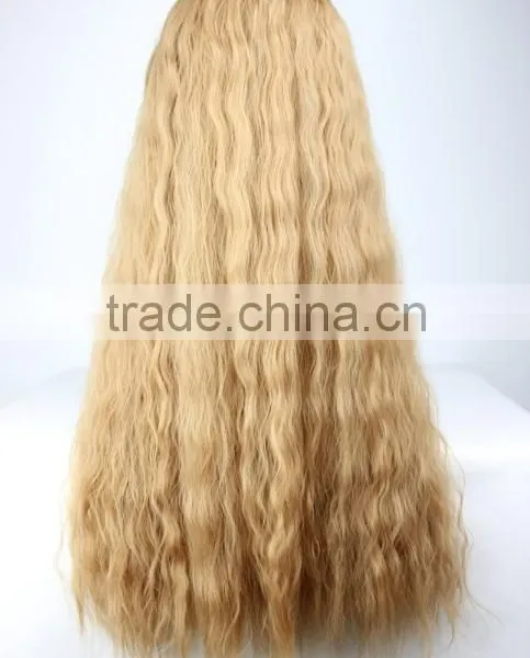 Costume Synthetic Long Blond Micro Wave Wig N423 photo-2