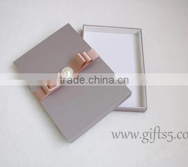 Custom Handmade Wedding Invitation Box With Pearl photo-5