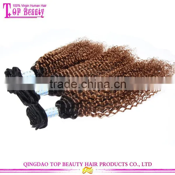 Qingdao Top Quality Raw Indian Hair Weave 100% Unprocessed Afro Kinky Curly Virgin Hair Ombre Weave Extension photo-3
