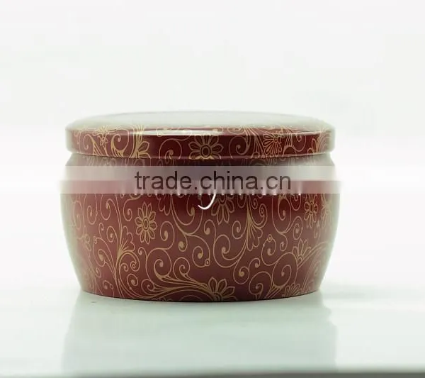 Red Vivid Flower Round Tin Plate Tea Canister for Matcha photo-2