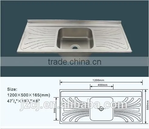 JZ-362 150x50 Export Iraq Single Bowl Double Drain Stainless Steel Kitchen Sink photo-2