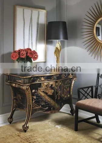 Louis XV Style Wooden Console Table, Exquisite Hand Painted Rectangular Hallway Desk, Classical Wood Carved Console Table photo-4