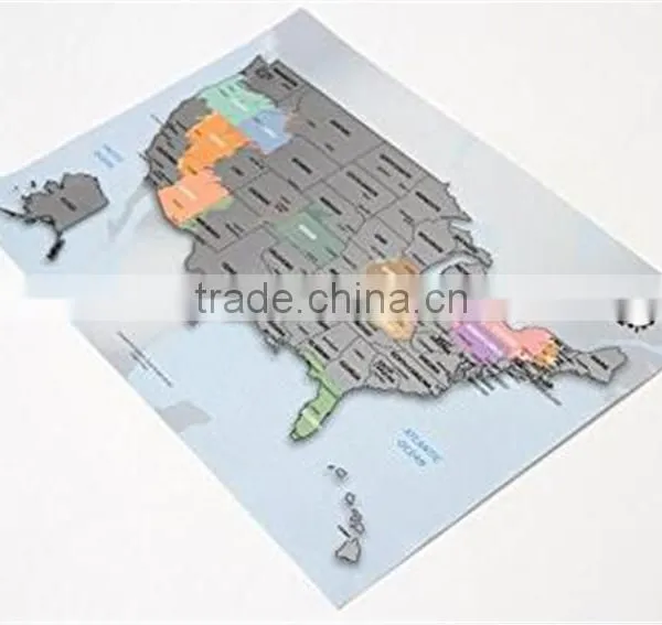 Personalized Scratch-off Us Map the United States of America A4 Size Poster Travel Silver Layer photo-4