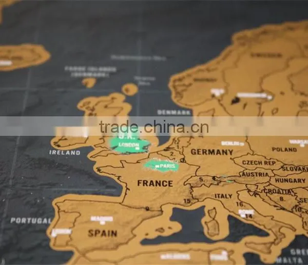CT-750 Travel World Map Hard Paper Travel Map Small Black Mini Map Black Luxury photo-3