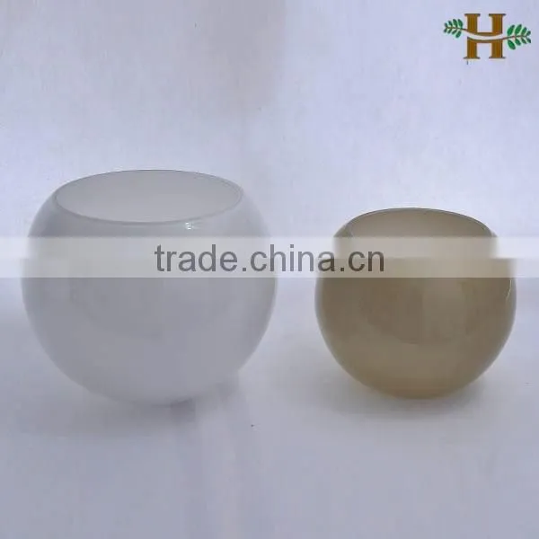Hand Blown White Round Glass Vases for Wedding Decoration Centerpieces, White Round Glass Bowl Vase photo-3