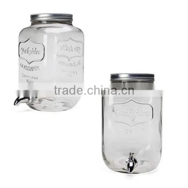 8L Yorkshire Embossed Beverage Juice Glass Bottle With Tap photo-4