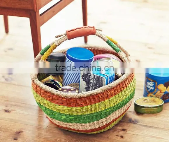 Colorful Seagrass Bolga Basket photo-5