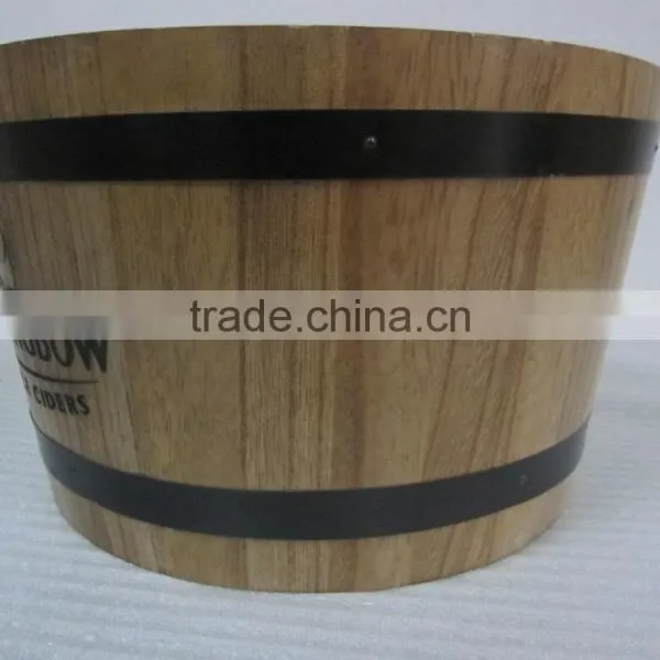 Custom Wooden Barrel Ice Bucket With Stainless Steel photo-5