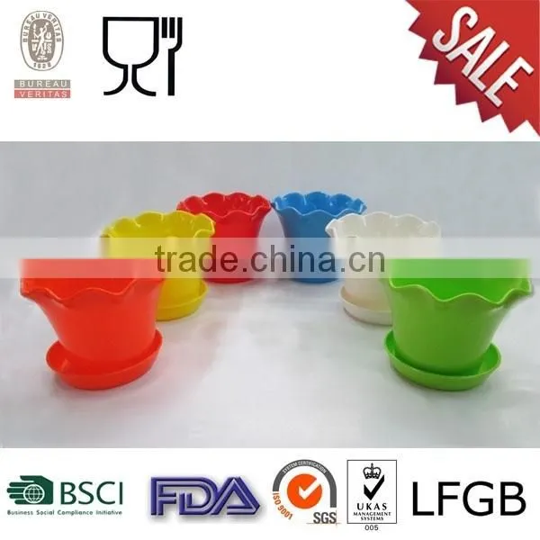 Wave Rim Plastic Melamine Square Flower Pot Set Colorful