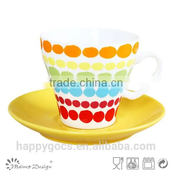 Colorful and Full Decal New Bone China Coffee Cup and Saucer photo-4
