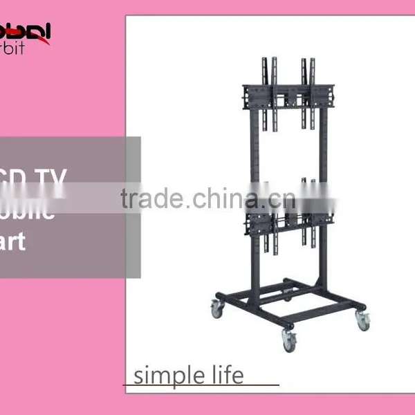 New Design Adjustable Shelf Television Cart Swivel TV Trolley TV Mount With Projector Holder photo-2