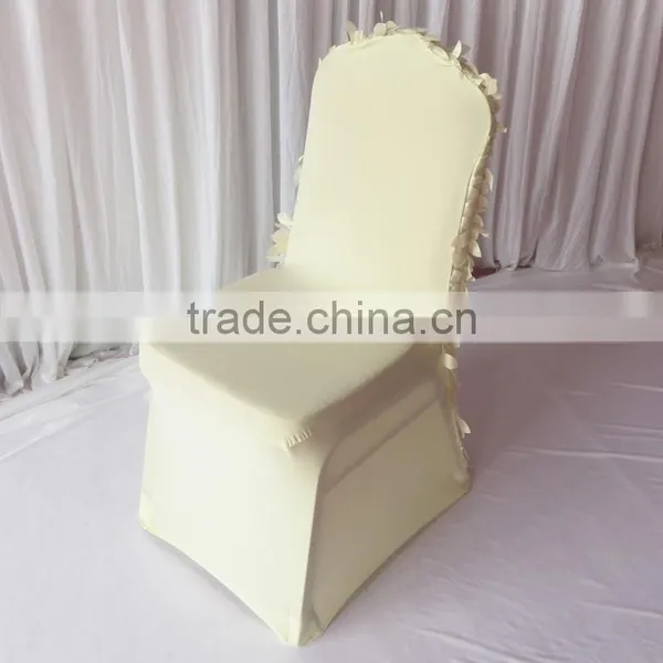 2016 New Design 3D Ruffled Wafer & Leaf Shape Taffeta Back Stretchy Lycra Chair Cover 100PCS For Sale photo-6