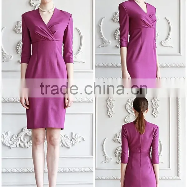 Fashion Design Slim Fit Office Ladies Formal Dress Half Sleeve Dress photo-3