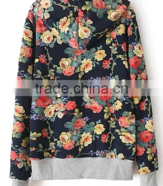 Fashionable Flower Patch Color Printed Hoody Design Cheap Women Wholesale Crane Sportswear photo-2