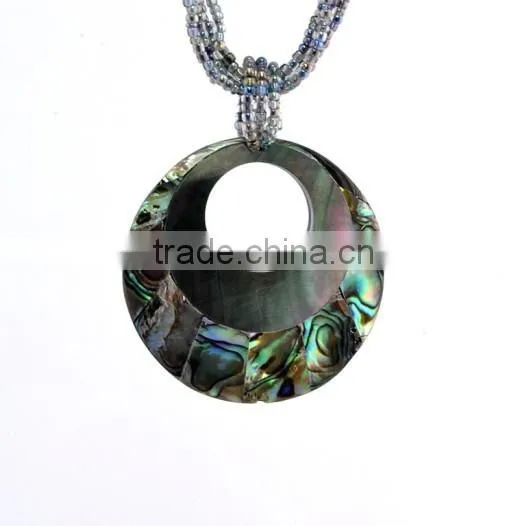Vortex Abalone Shell Pendant Necklace Handmade Mosaic Pendant Necklace Luxury Sea Shell Jewelry photo-3