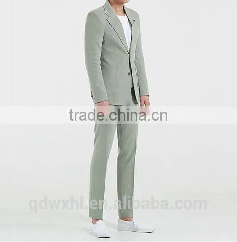 Made to Measure One Button Light Green Blazers Business Man Suit photo-3