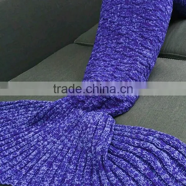 Bedroom Decor Crochet Knit Colors Fish Design Super Softextile Blanket Cozy Mermaid Tail Blanket With Sleeves photo-4