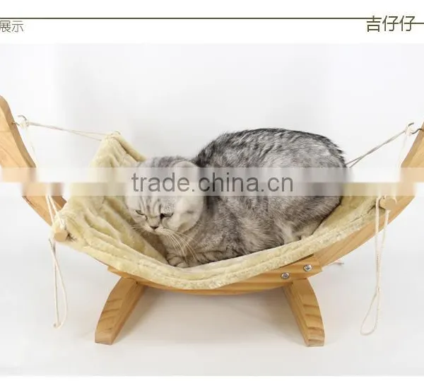 Wooden Cat Hammock With Cushion Soft Pet Bed Durable photo-4