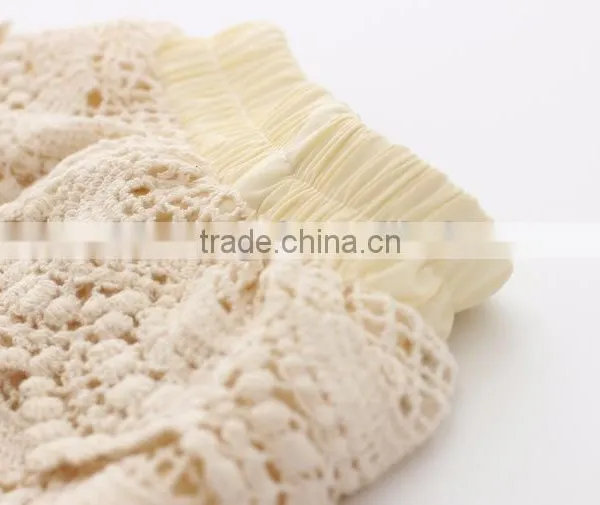 New Arrival Layered Knitted Beige Color Girls Ruffle Shorts photo-3