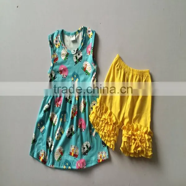 CH00251YIWU BOYA Cotton Milk Silk Dress Cotton Color Buses New Fabric Pattern Kids Clothes Wearing Boutique Dresses