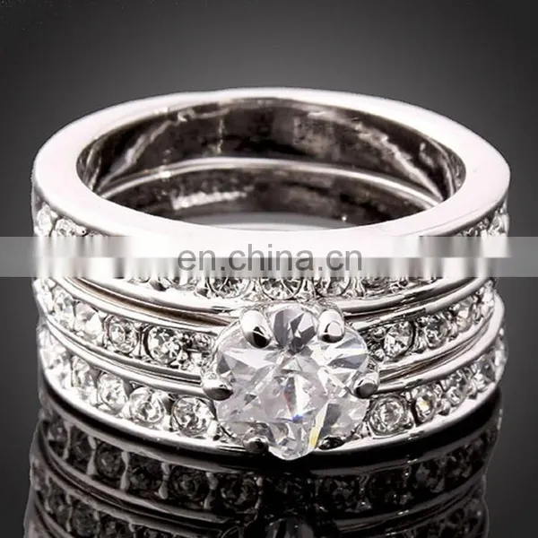 Size 5.5-9 Fashion Wedding White Zircon Jewelry New Ring Set photo-2