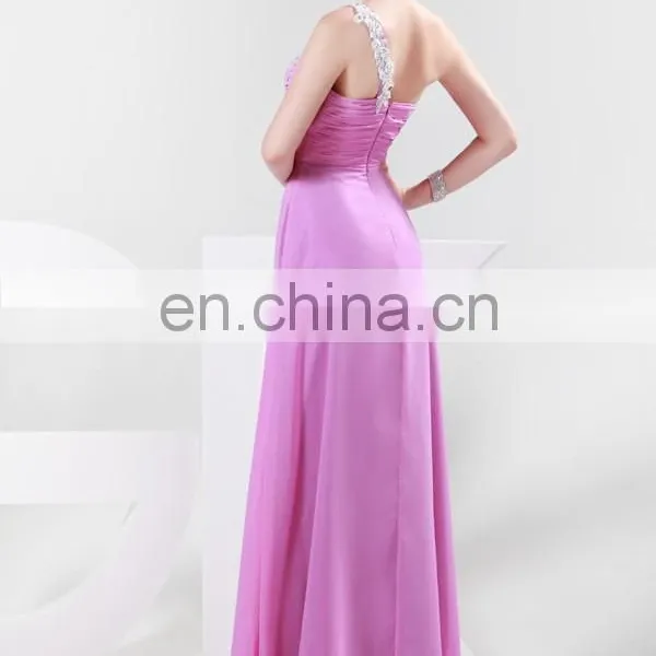 2015 Grace Karin Cheap Pink Long Evening Dresses One Shoulder Evening Gown CL4425 photo-4