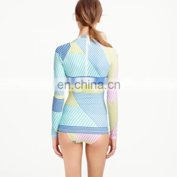 Custom Printed New Rash Guard in Mix Stripe, Women Rash Guard photo-2
