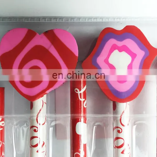 Valentine Heart Shape and Kiss Shape Eraser and Pencil Set photo-3