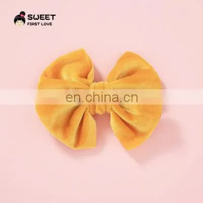 New Children's Hair Accessories Soft Velvet Baby Hairpin 21 Color Fan-shaped Bow Princess Hairpin photo-4