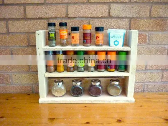 Custom Made Natural Color Solid Wooden Spice Rack photo-2
