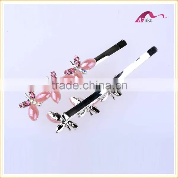 Wholesale Price New Arrival Multi Colors Elegant Hair Grips Metal Crystal Decorated Butterfly Ceramic Beads Hair Clips For Gifts photo-6