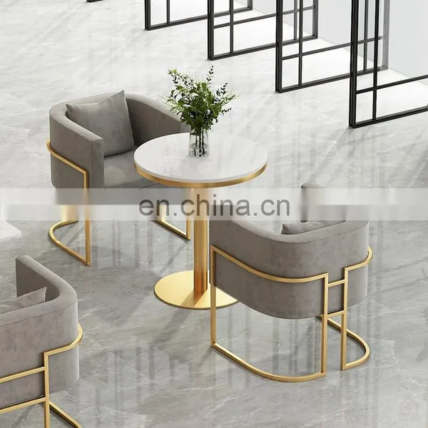 Light Luxury Modern Hotel Cafe Coffee Restaurant Dining Chair Sofa Golden Armchair photo-4