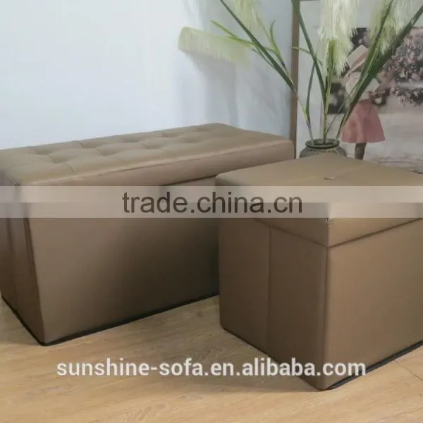 Leather Bed End Folding Stool With Drawer photo-2