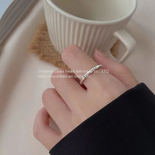 S925 Silver Tide of Men and Women With Personality Cold Wind Hip-hop Singelringen Senior Sense Refers to the Small Boys photo-3