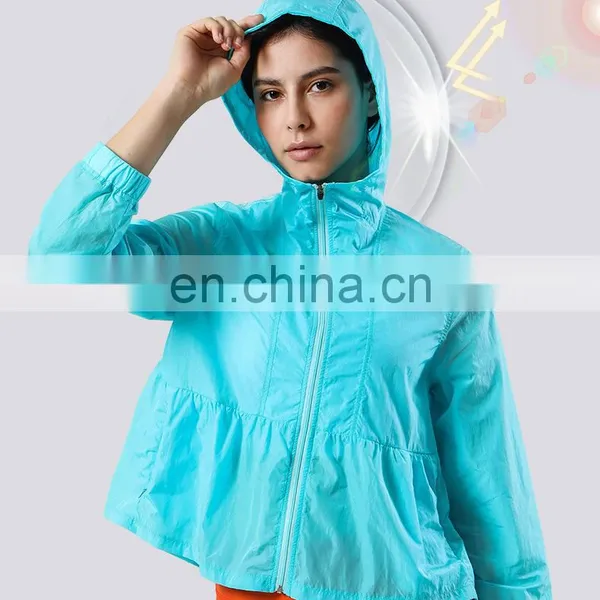 Ready To Ship Outdoor Fitness Wear Waterproof Rash Guard UV Protection Clothing Women Workout Running Sports Yoga Jacket photo-5