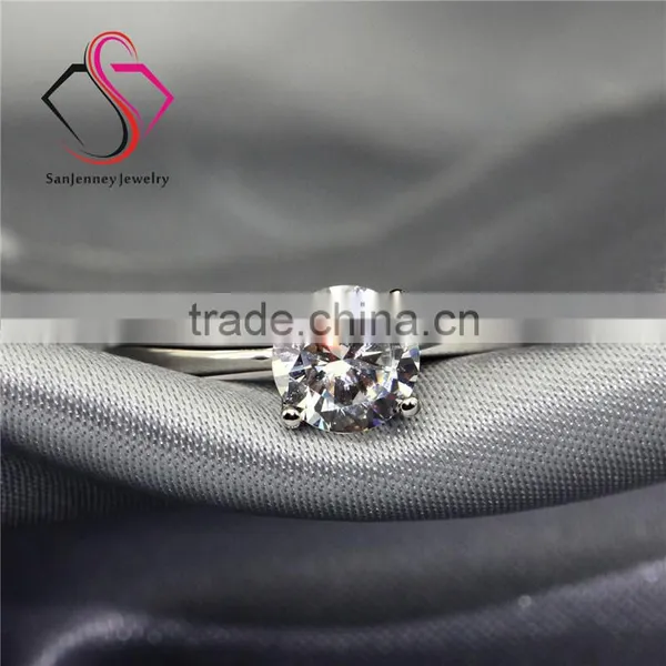 Round Brilliant Cut Moissanite Solitaire 4 Prong 1 Carat 6.5mm Center 14k White Yellow Gold Diamond Engagement Ring photo-5