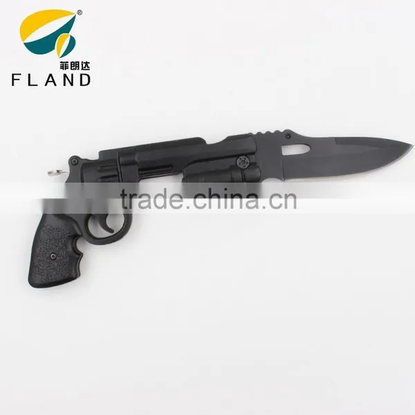 Black Oxide 3Cr13 Stainless Steel Blade Machine Gun Shaped Design Spring Assisted 8" Pocket Knife photo-3