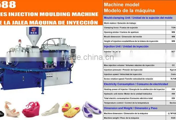 Dongguan Shoes Machinery .Jelly Shoes Injection Moulding Machine