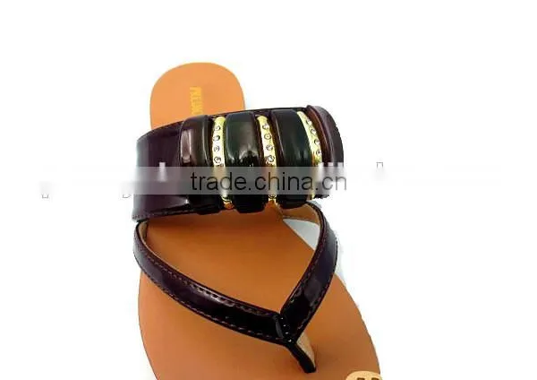 Fashion Design Comfortable Lady Fancy Flat Slipper Flip Flop With Button photo-5