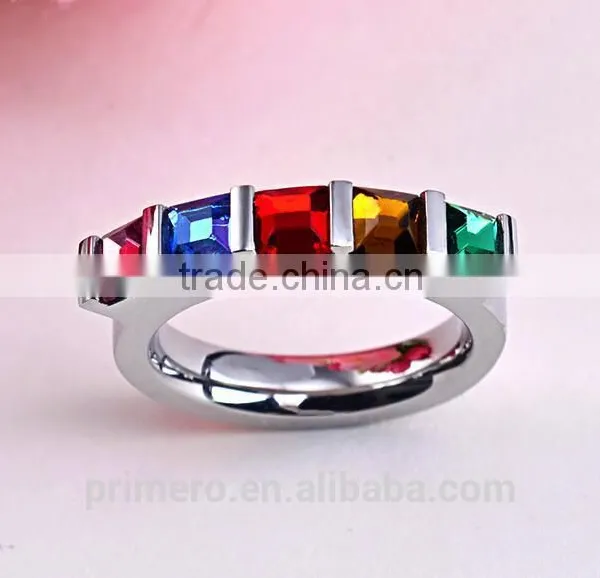 Womens CZ Diamond Rainbow Rhinestone Classic Engagement Bridal Designs Fashion Jewelry Ring photo-6