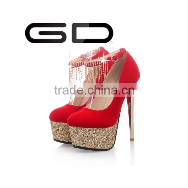 Newest Suede Leather High Heels Platform Single Shoe for Evening Dress photo-4