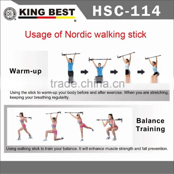 KINGBEST 2016 Carbon Trekking Pole 4-SECTION Nordic Walking Sticks With Phone Holder With Compass Nordic Walking Stick photo-5