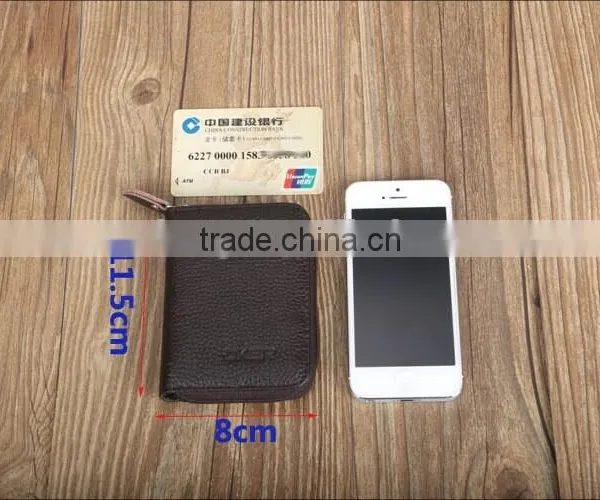 RFID Blocking Genuine Leather Wallet, Credit Card Coin Wallet. Mini Handheld Purse photo-4