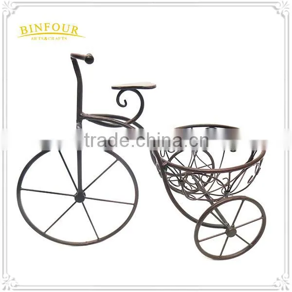 Garden Bicycle Flower Pot Planter Basket Sculpture Iron Metal Flower Stand photo-2