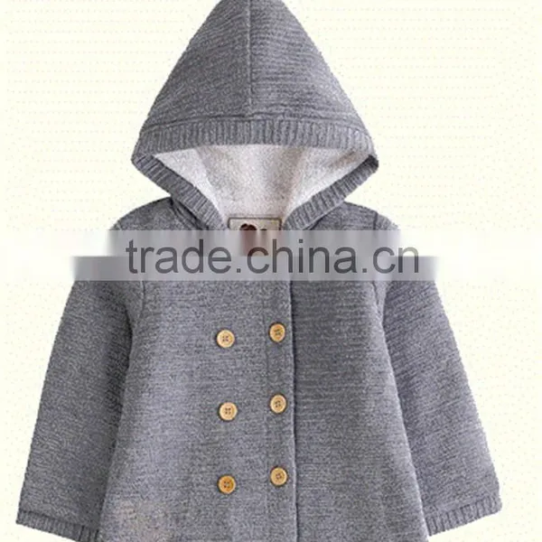 2016 Latest Design Boys Cotton Knitted Windproof Waterproof Hooded Trench Cardigan photo-2