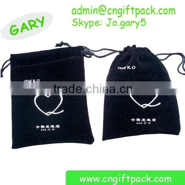 10cmx10cm Black Velvet Jewelry Pouch With Hot Stamping photo-3