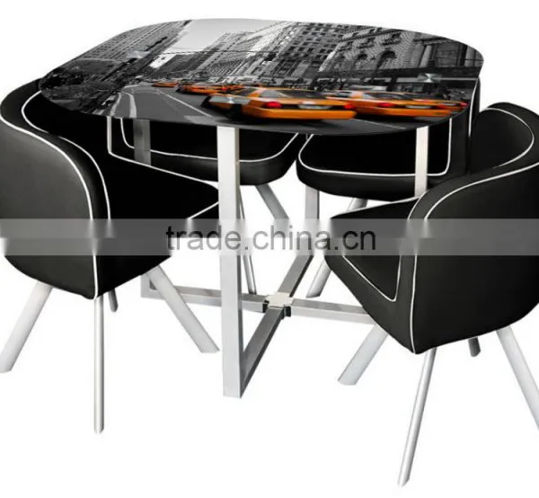 1 Table and 4 Chairs Dining Set Saving More Space photo-4